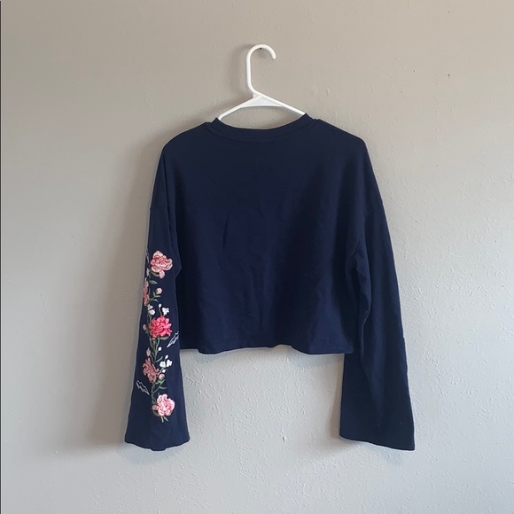 Divided Navy Blue Floral Long Sleeve Tee- Medium - Picture 2 of 4